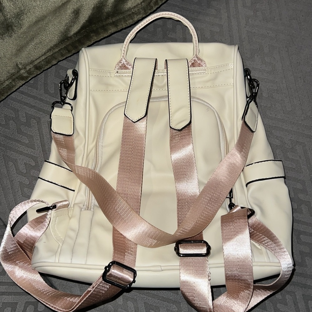 Cream Backpack Purse - Picture 2 of 8